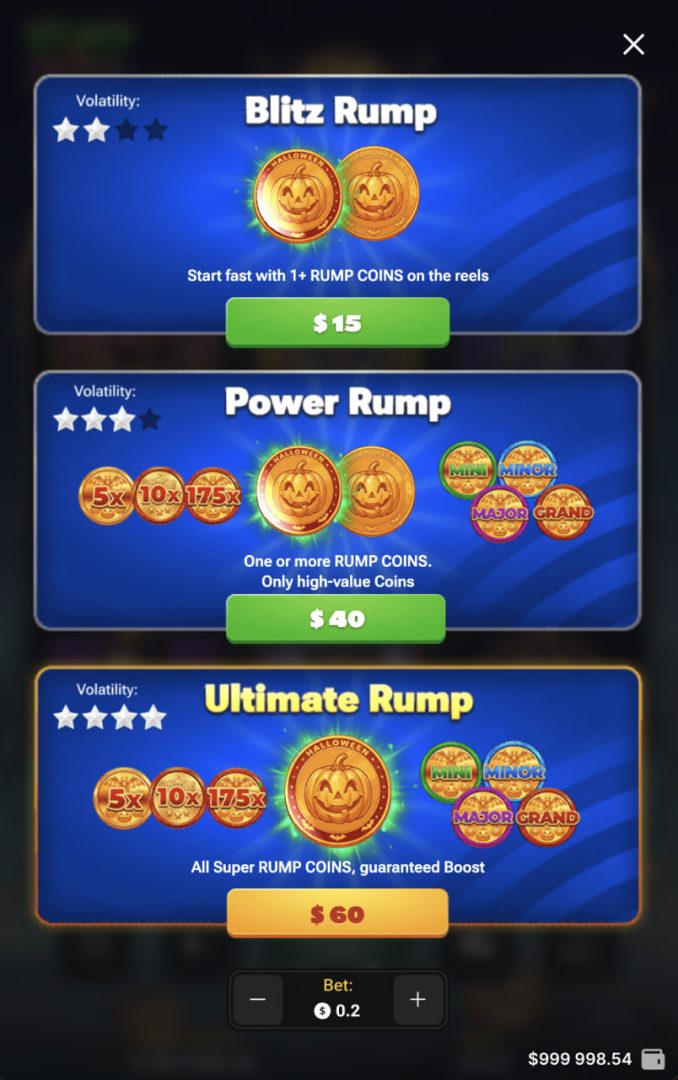 Rump & Halloween bonus purchase screen in portrait mode on a smartphone