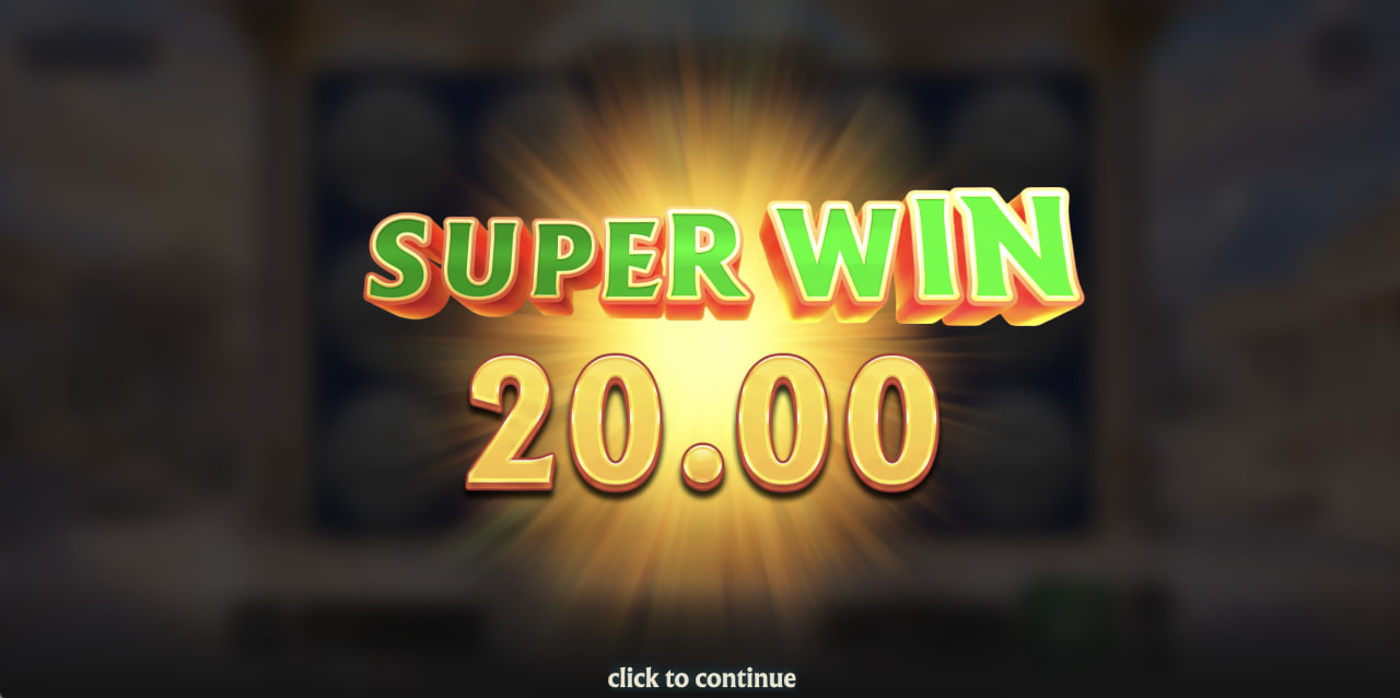 Zeus Flip Super Win celebration screen after a big payout